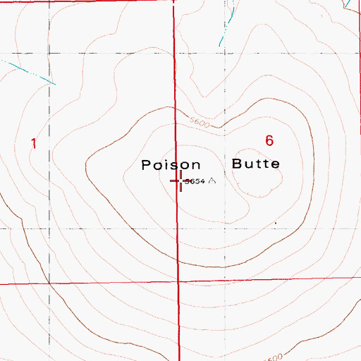 Topographic Map of Poison Butte, ID