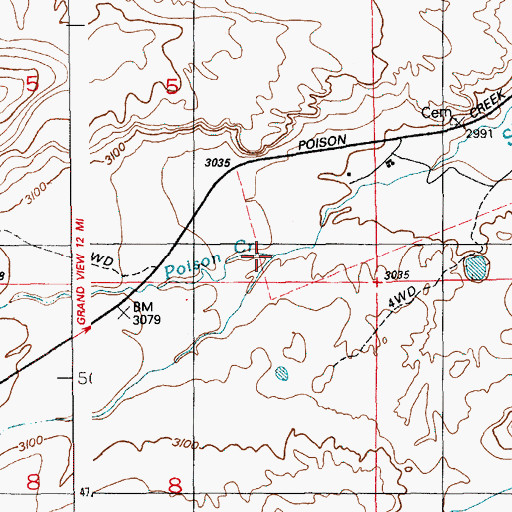 Topographic Map of Poison Creek, ID