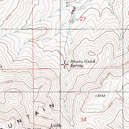 Topographic Map of Poison Gulch Spring, ID