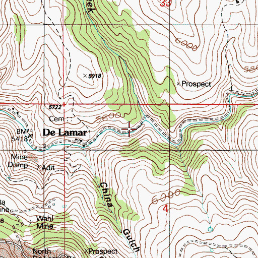 Topographic Map of Pole Creek, ID