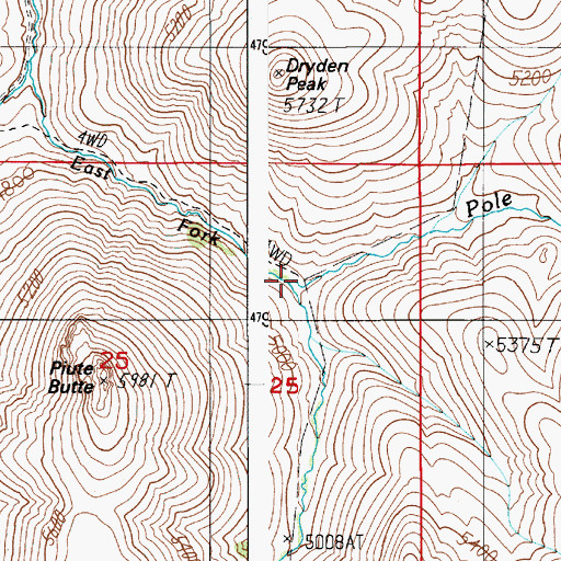 Topographic Map of Pole Creek, ID