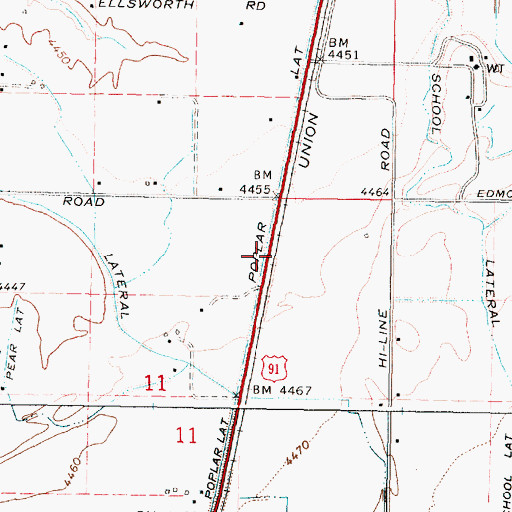 Topographic Map of Poplar Lateral, ID