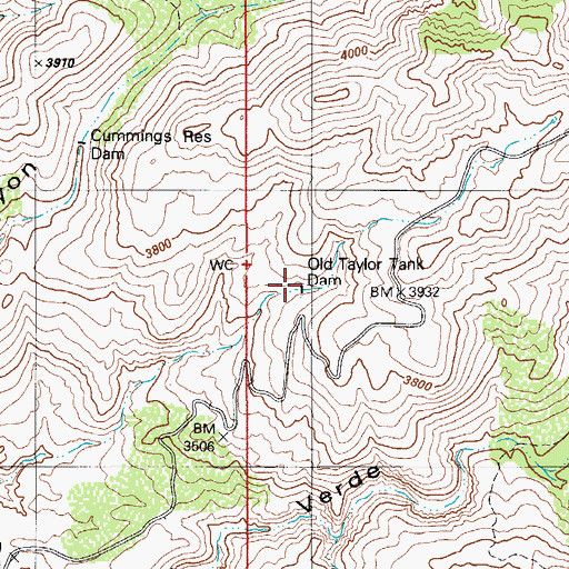 Topographic Map of Old Taylor Tank Dam, AZ