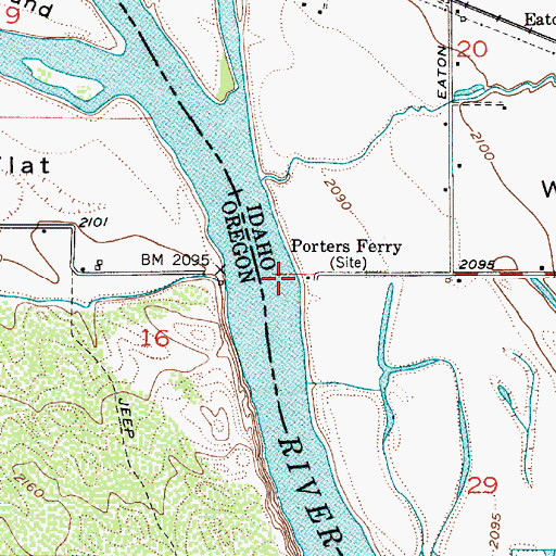 Topographic Map of Porters Ferry, ID