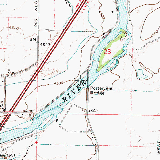 Topographic Map of Porterville Bridge, ID