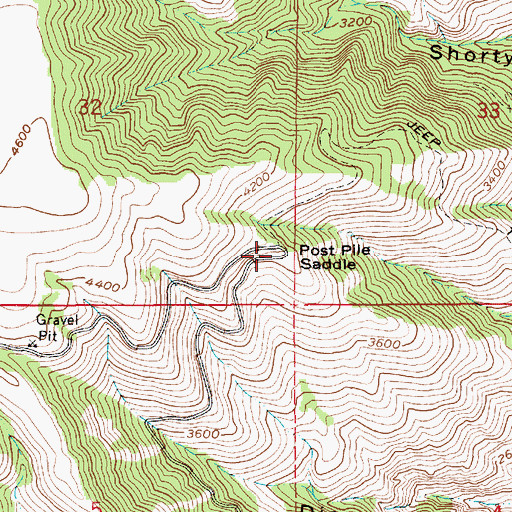 Topographic Map of Post Pile Saddle, ID