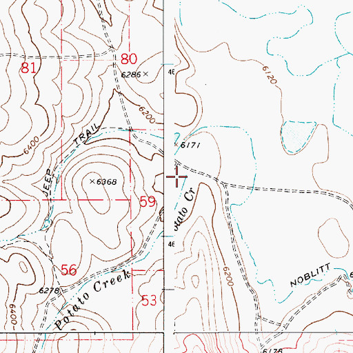 Topographic Map of Potato Creek, WY