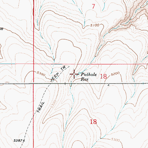 Topographic Map of Pothole Reservoir, ID