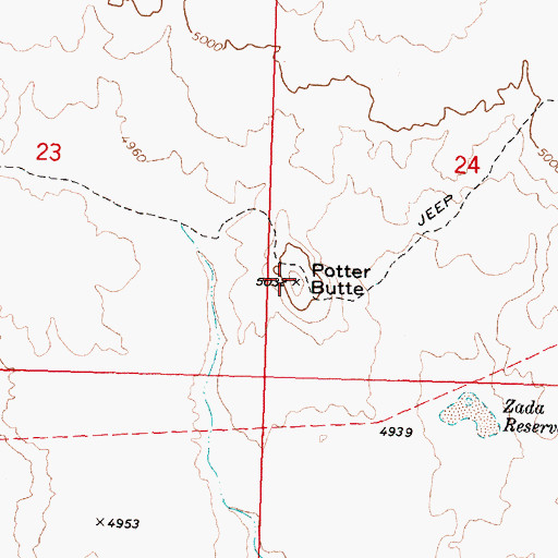 Topographic Map of Potter Butte, ID
