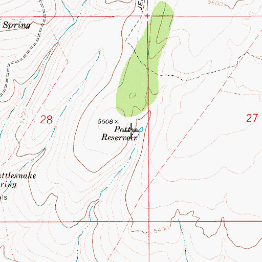 Topographic Map of Potter Reservoir, ID