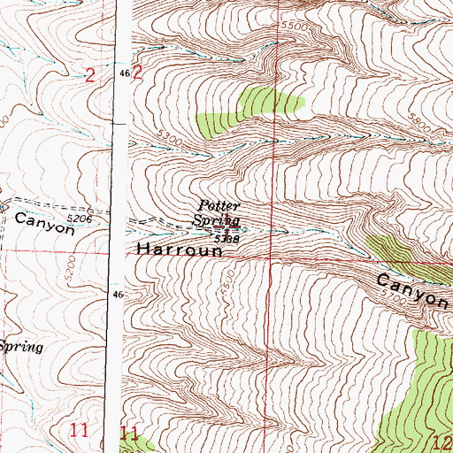 Topographic Map of Potter Spring, ID