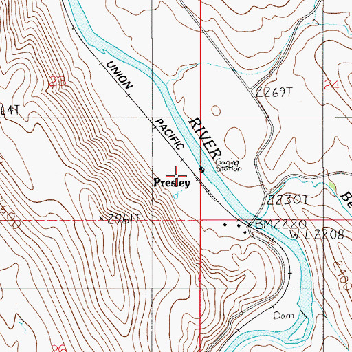 Topographic Map of Presley, ID