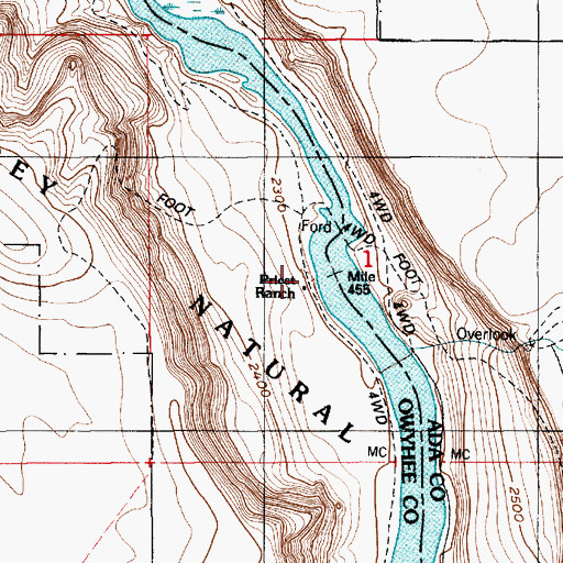 Topographic Map of Priest Ranch, ID