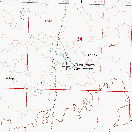 Topographic Map of Pronghorn Reservoir, ID