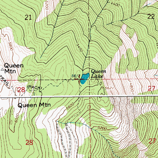 Topographic Map of Queen Lake, ID