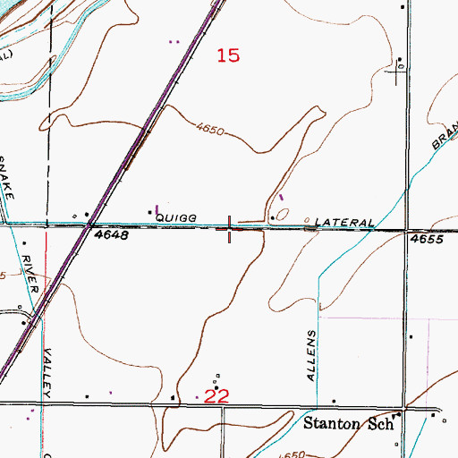 Topographic Map of Quigg Lateral, ID
