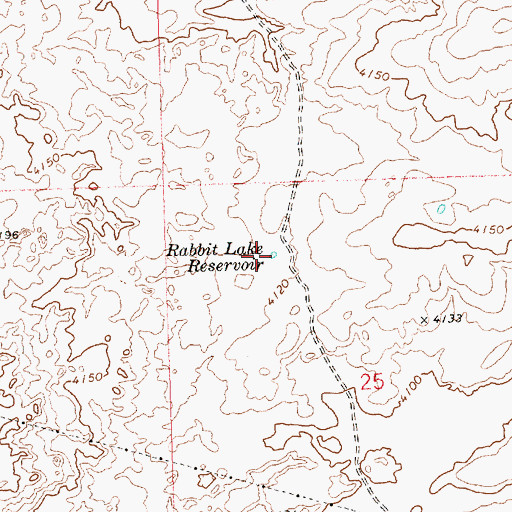 Topographic Map of Rabbit Lake Reservoir, ID