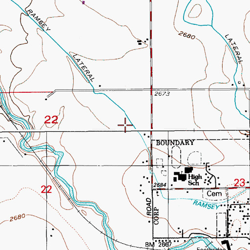 Topographic Map of Ramsey Lateral, ID