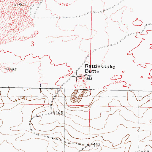 Topographic Map of Rattlesnake Butte, ID