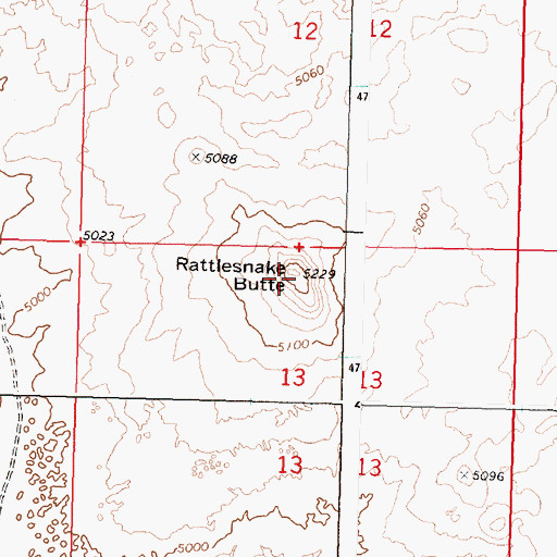 Topographic Map of Rattlesnake Butte, ID