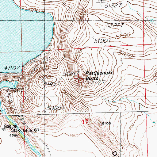 Topographic Map of Rattlesnake Butte, ID