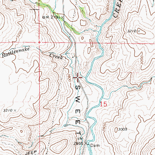 Topographic Map of Rattlesnake Creek, ID