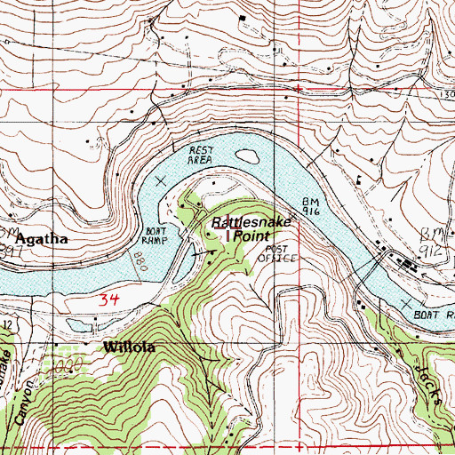 Topographic Map of Rattlesnake Point, ID