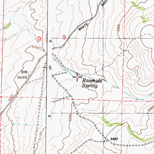 Topographic Map of Rawhide Spring, ID