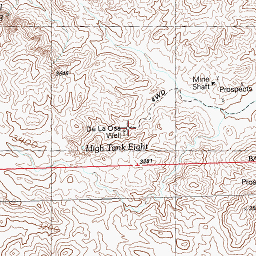 Topographic Map of De La Ossa Well, AZ