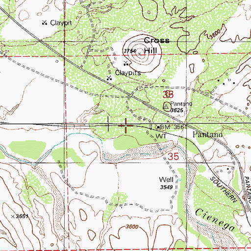 Topographic Map of Pantano Railroad Station, AZ