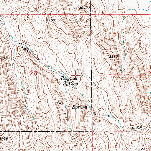 Topographic Map of Raymer Spring, ID