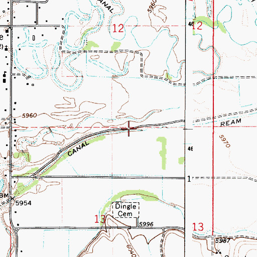 Topographic Map of Ream Crockett Canal, ID