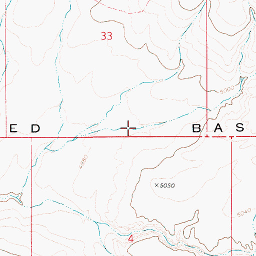 Topographic Map of Red Basin, ID