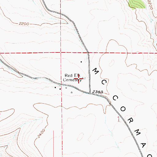 Topographic Map of Red Elk Cemetery, ID