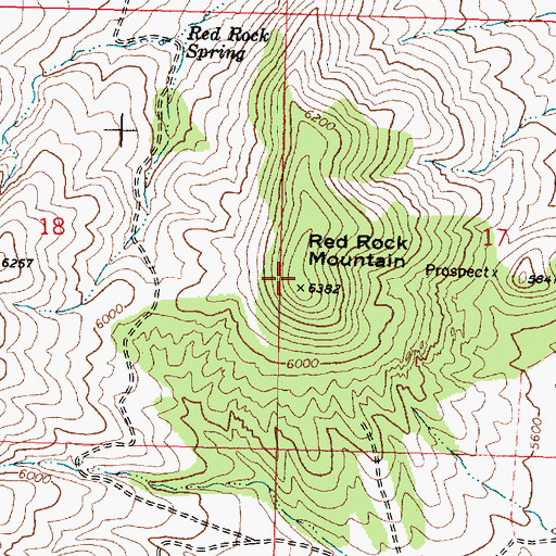 Topographic Map of Red Rock Mountain, ID