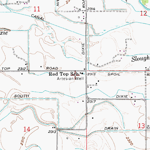 Topographic Map of Red Top School, ID