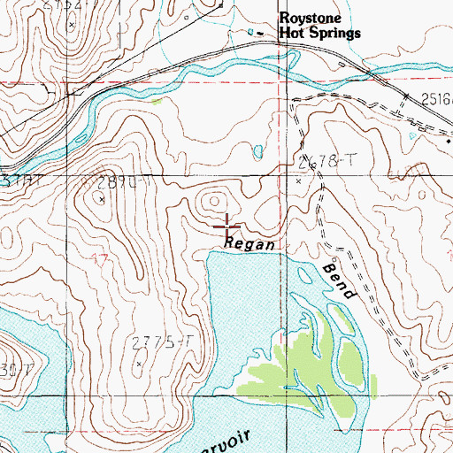Topographic Map of Regan Bend, ID