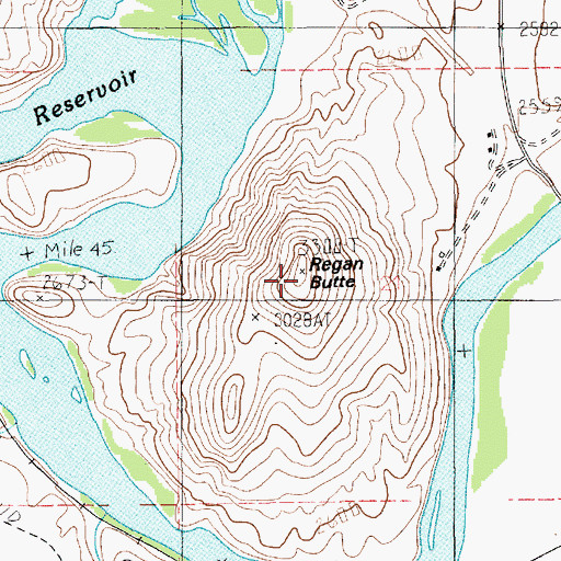 Topographic Map of Regan Butte, ID