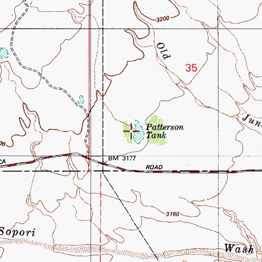 Topographic Map of Patterson Tank, AZ