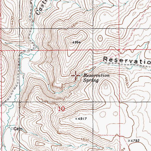 Topographic Map of Reservation Spring, ID