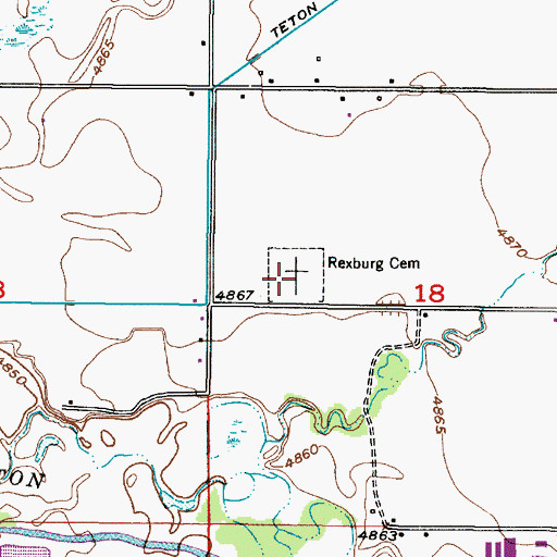 Topographic Map of Rexburg Cemetery, ID