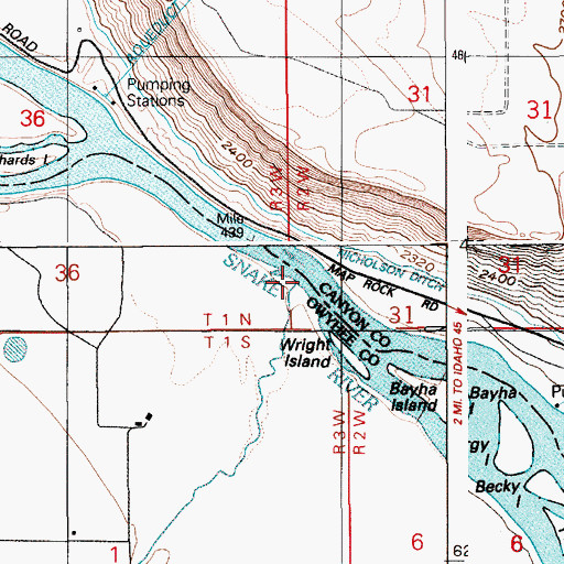 Topographic Map of Reynolds Creek, ID