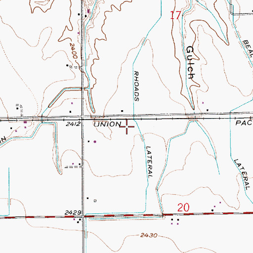 Topographic Map of Rhoads Lateral, ID