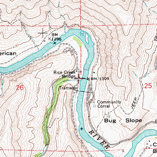 Topographic Map of Rice Creek Bridge, ID