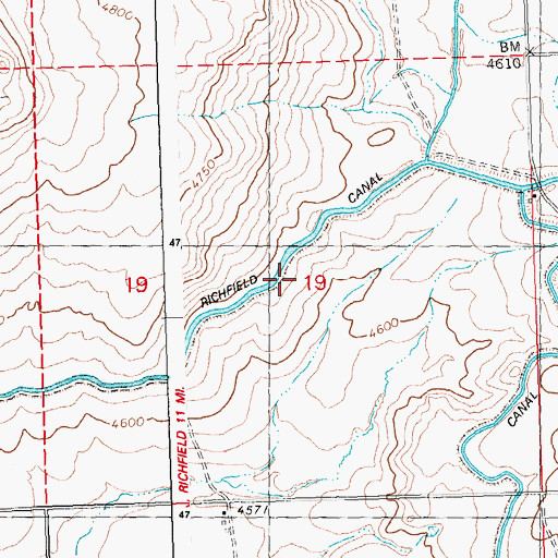 Topographic Map of Richfield Canal, ID