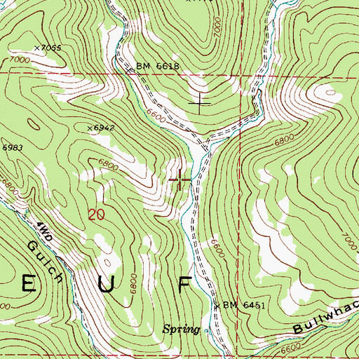 Topographic Map of Right Fork Cottonwood Creek, ID