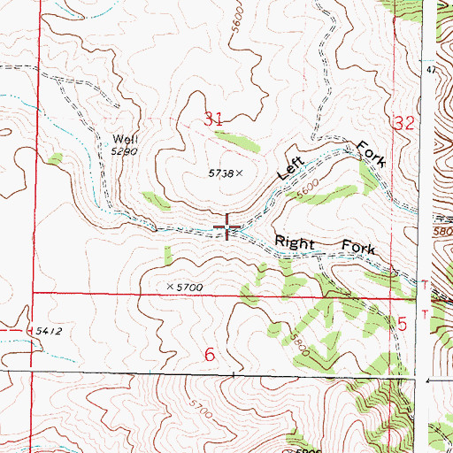 Topographic Map of Right Fork Dry Hollow, ID
