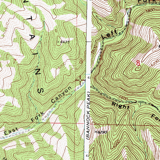 Topographic Map of Right Fork East Fork Canyon, ID