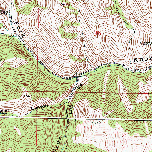 Topographic Map of Right Fork Knox Canyon, ID