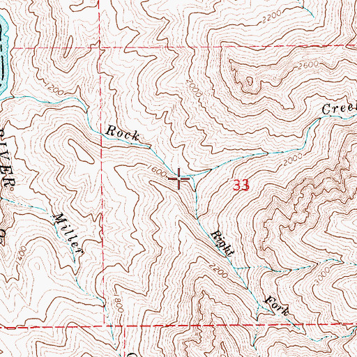 Topographic Map of Right Fork Rock Creek, ID